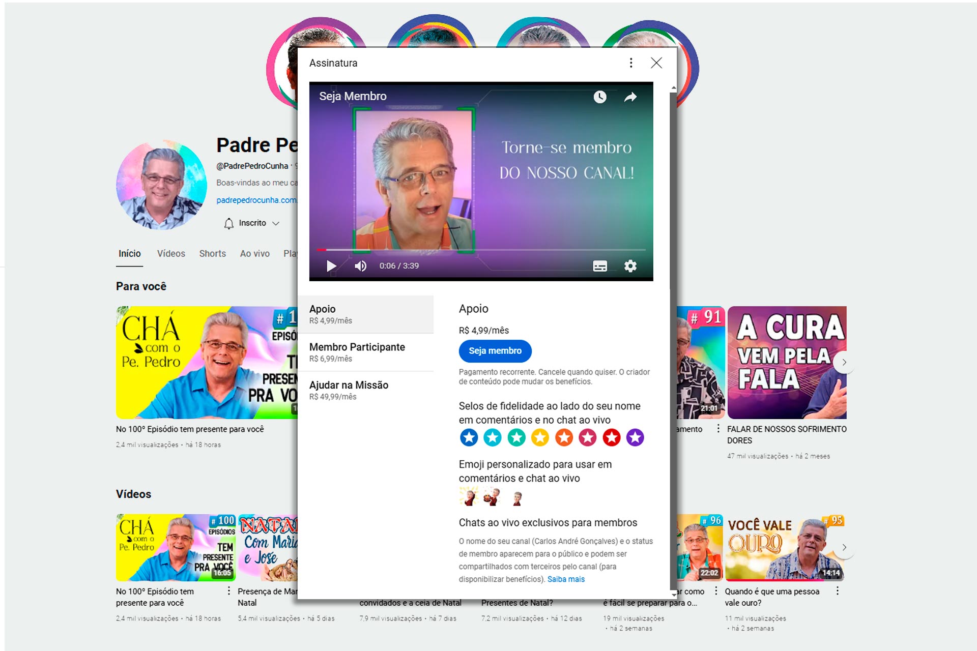 Seja Membro no Youtube